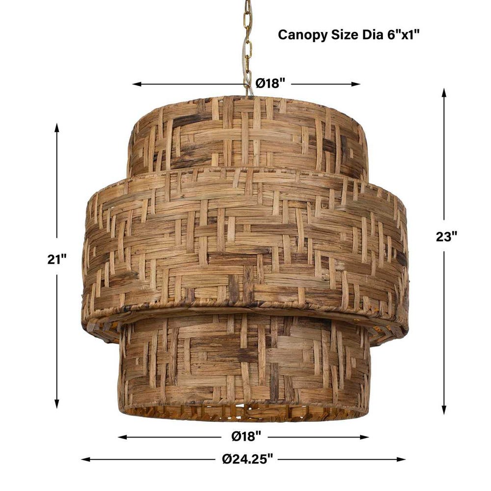 Water Hyacinth Handwoven Four Light Pendant Fixture
