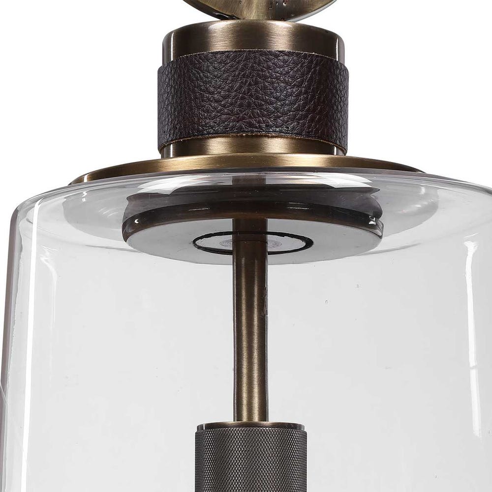 Rosston Brass Leather Industrial Mini Pendant