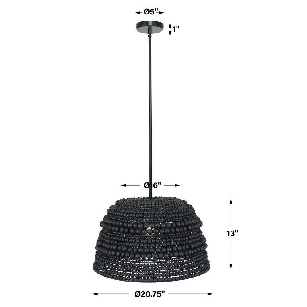 Persephone Black Wooden Beaded Pendant Light