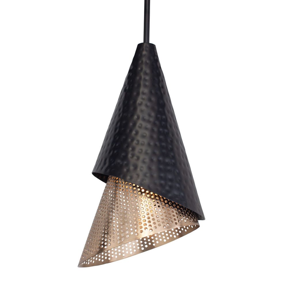 Apollo Hammered Black Gold Cone Pendant Light