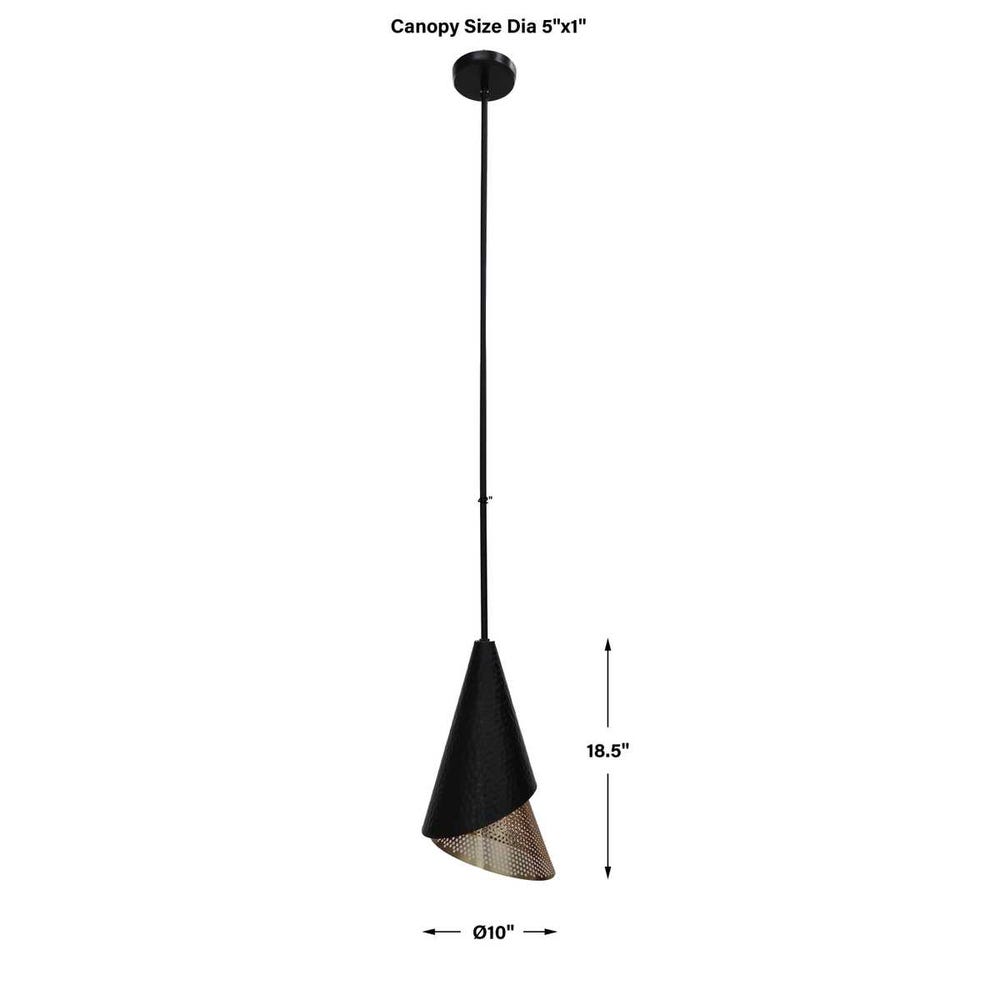 Apollo Hammered Black Gold Cone Pendant Light