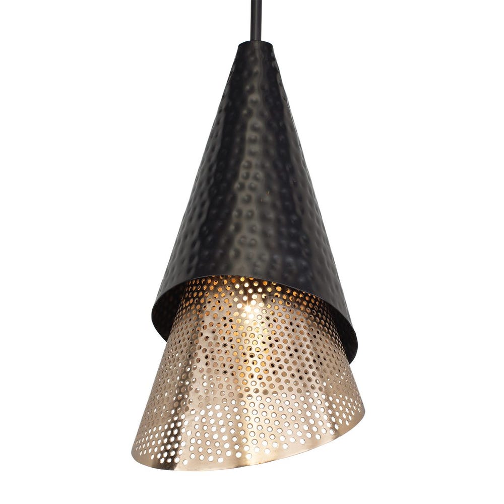 Apollo Hammered Black Gold Cone Pendant Light