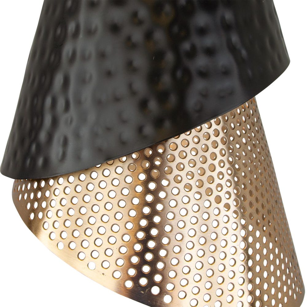 Apollo Hammered Black Gold Cone Pendant Light