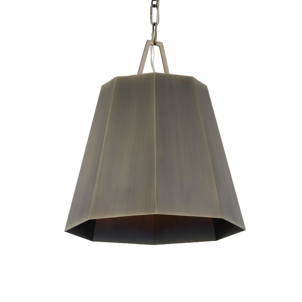 Granada Hexagon Brass Pendant with Weathered Finish