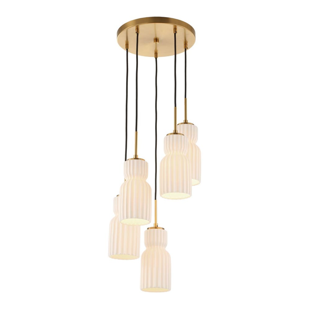 Vanier Ceramic Five Light Cluster Pendant