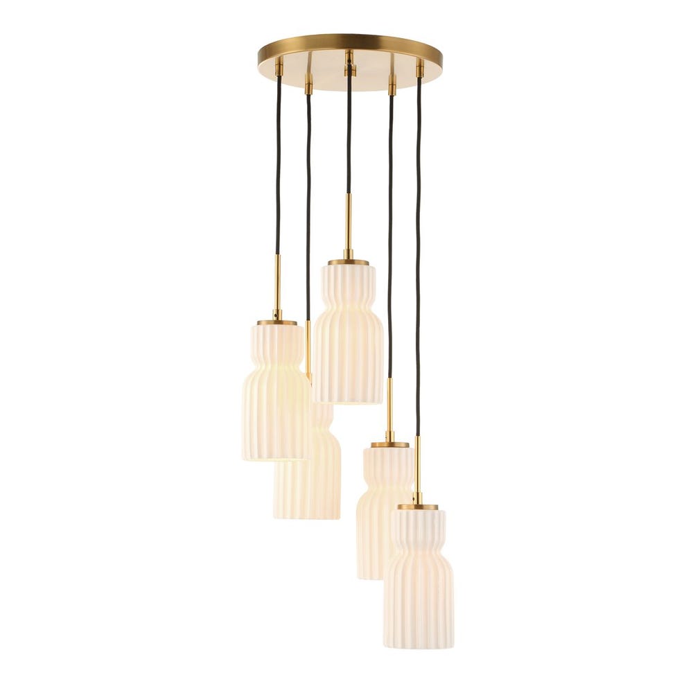 Vanier Ceramic Five Light Cluster Pendant