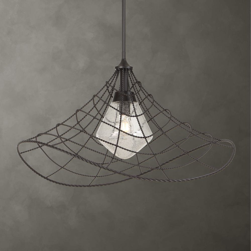 Whirlwind Bronze Twisted Metal Indoor Outdoor Pendant