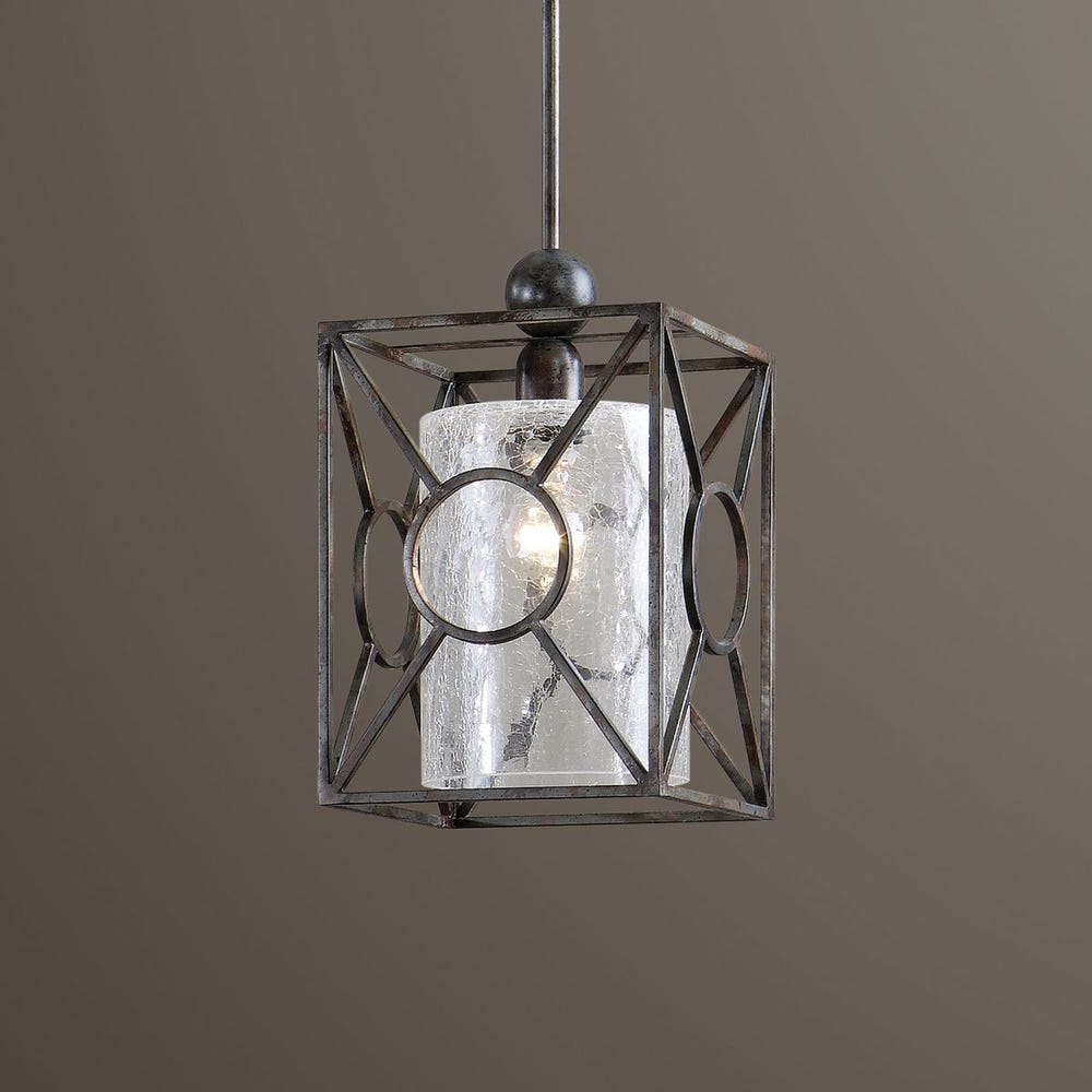 Arbela Rust Black Crackled Glass Mini Pendant