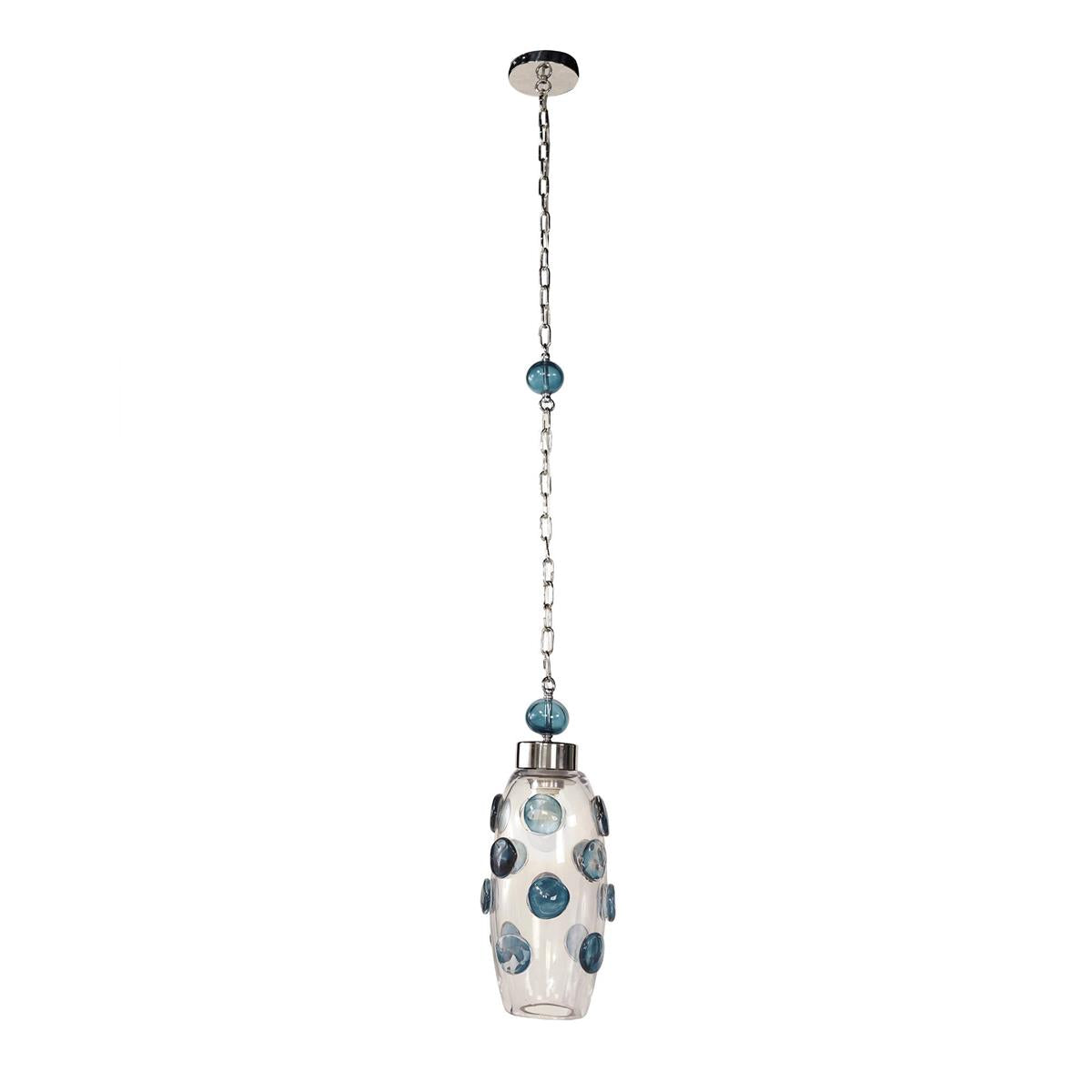 Cerulean Spots Pendant Handblown Glass Stainless Steel
