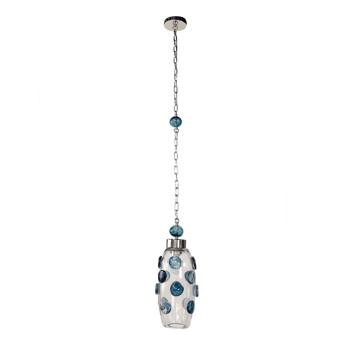 Cerulean Spots Pendant Handblown Glass Stainless Steel