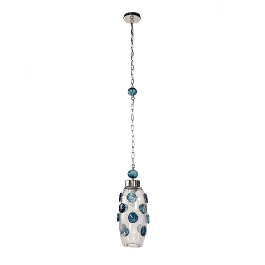 Cerulean Spots Pendant Handblown Glass Stainless Steel