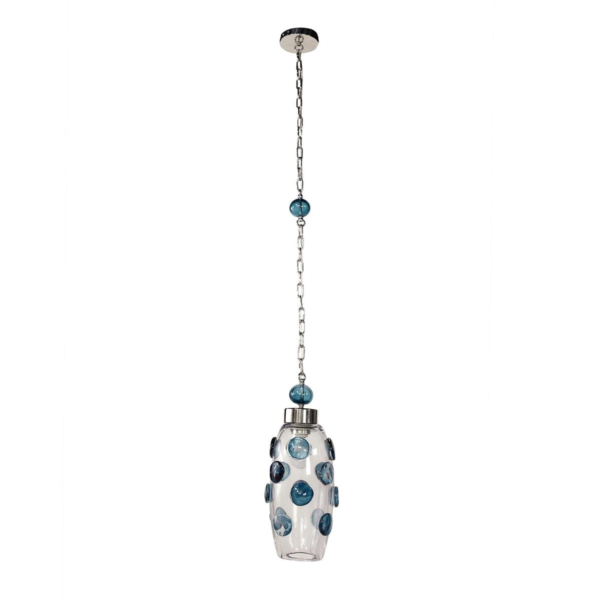 Cerulean Spots Pendant Handblown Glass Stainless Steel
