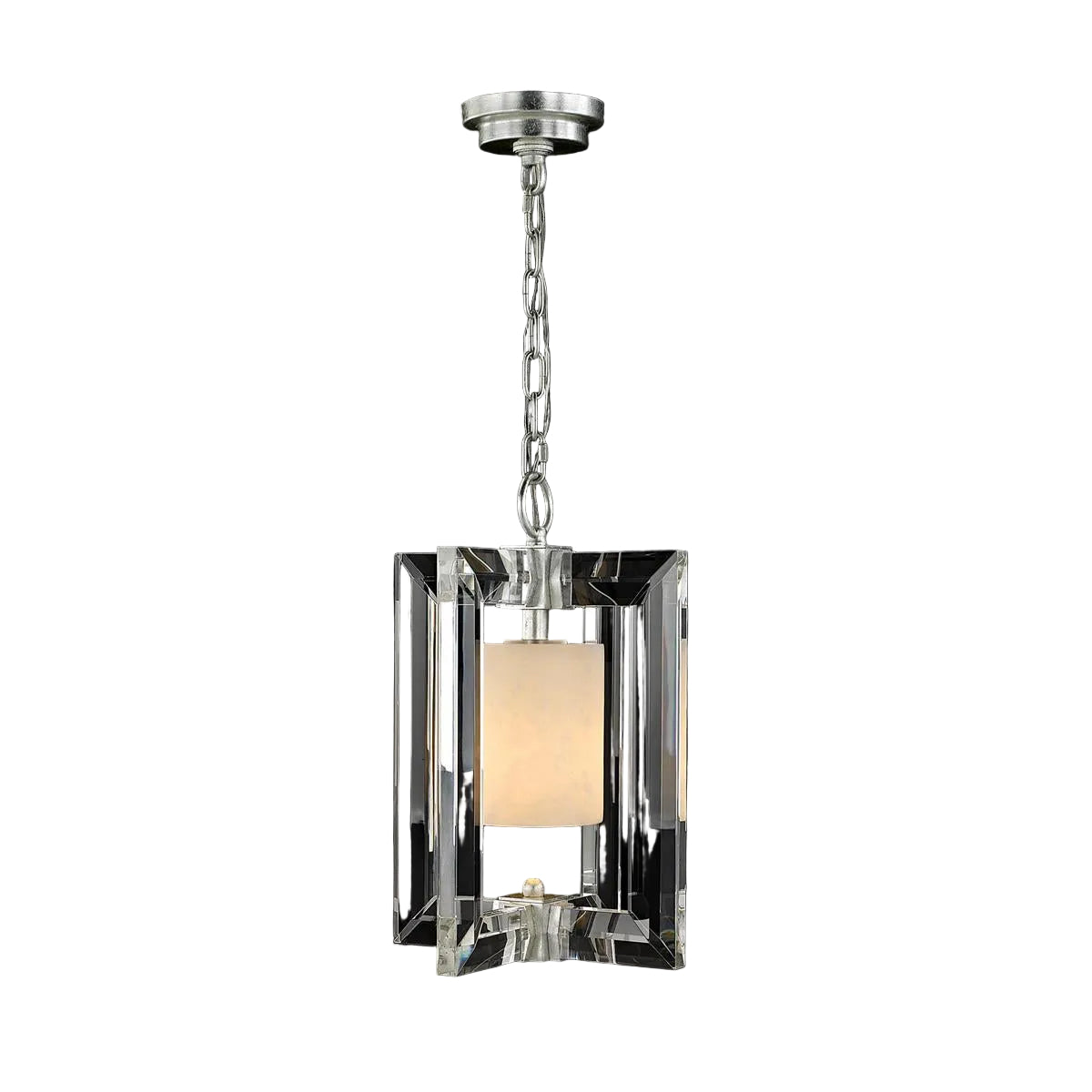 Lucan Small Pendant Distressed Silver Crystal Alabaster