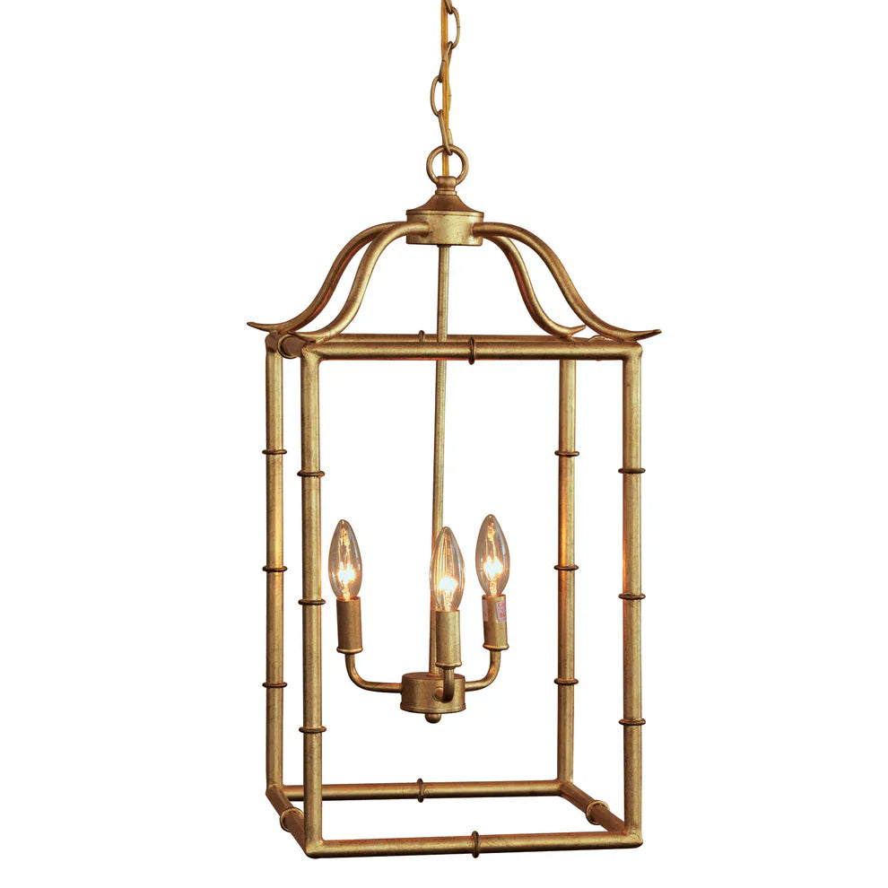 Doheny Gold Leaf Three Arm Pendant Light