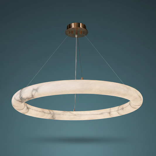 Alabaster Halo Large Pendant Antique Brass Lighting