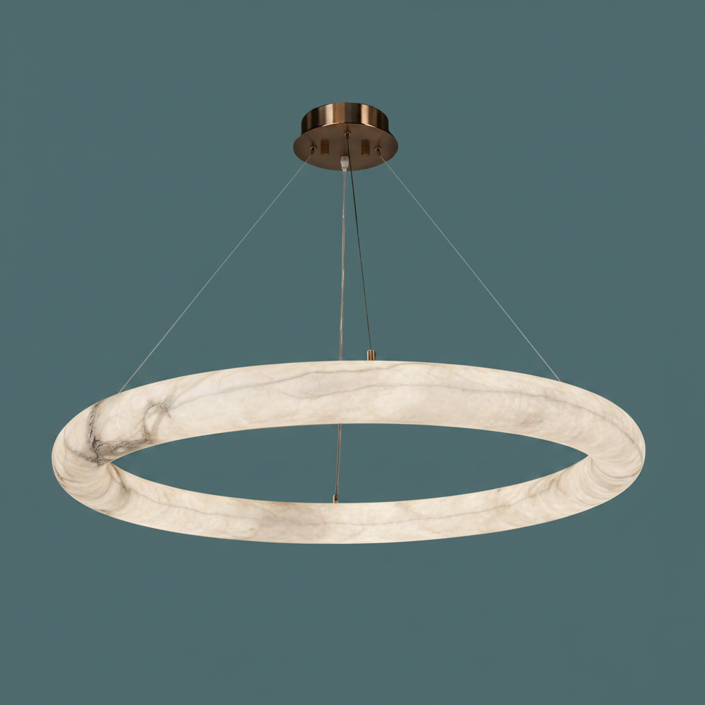 Alabaster Halo Large Pendant Antique Brass Lighting