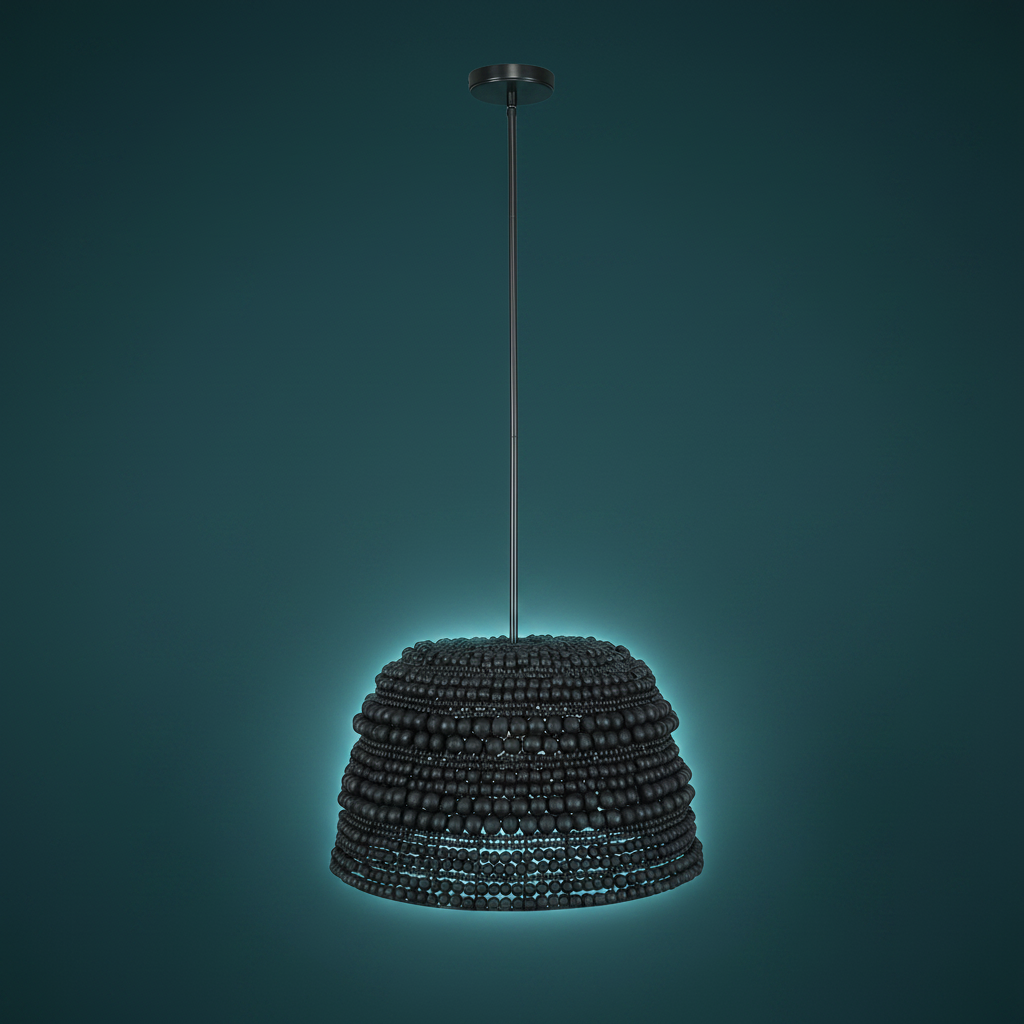 Persephone Black Wooden Beaded Pendant Light