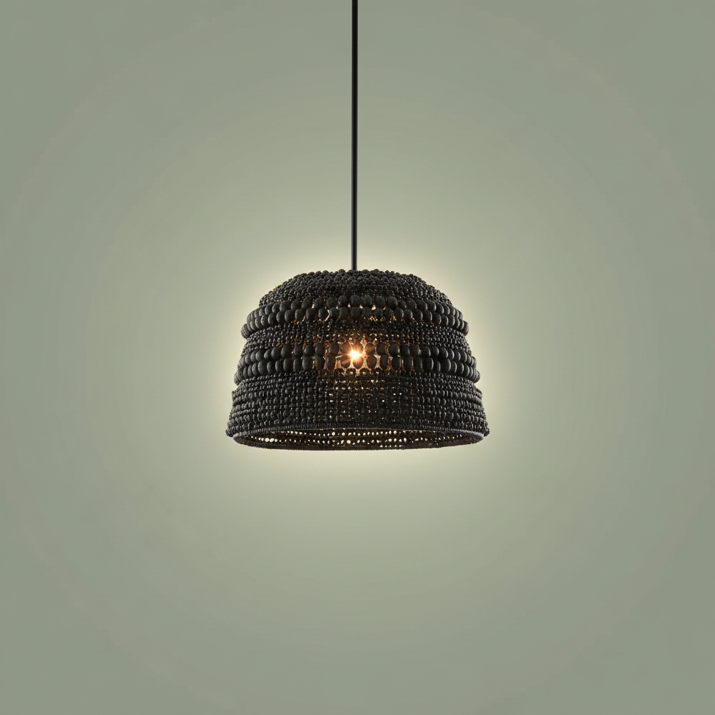 Persephone Black Wooden Beaded Pendant Light
