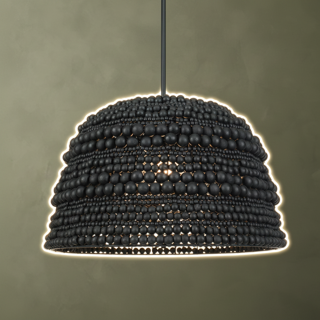 Persephone Black Wooden Beaded Pendant Light