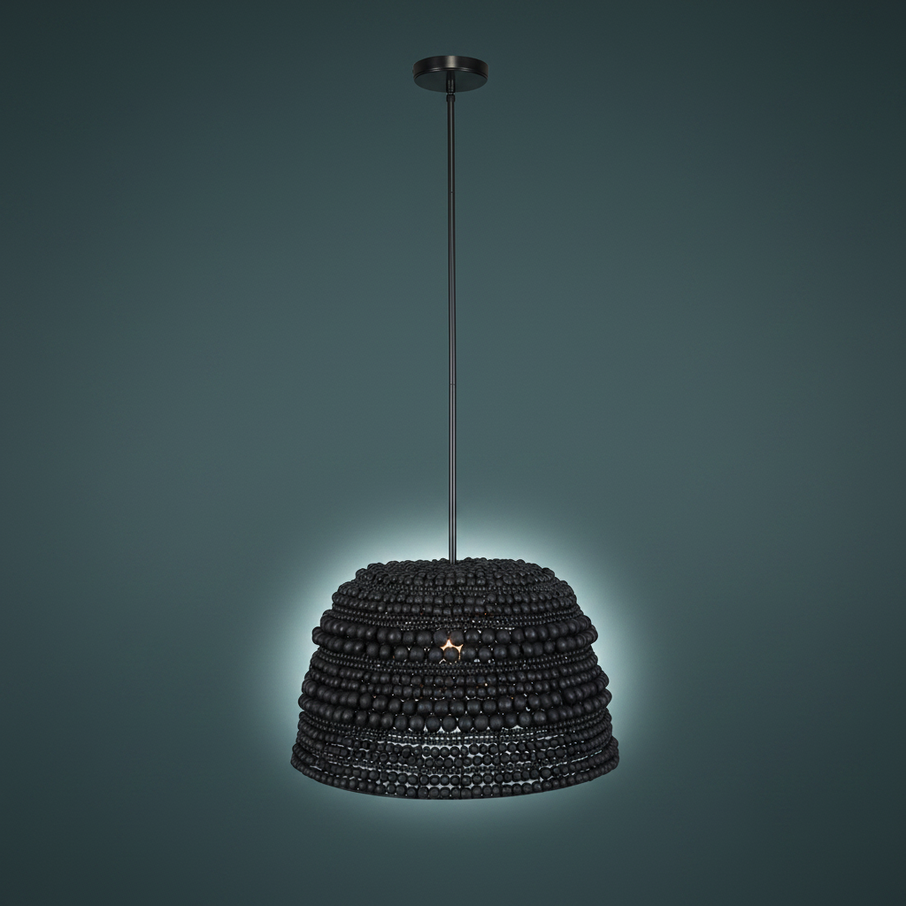 Persephone Black Wooden Beaded Pendant Light