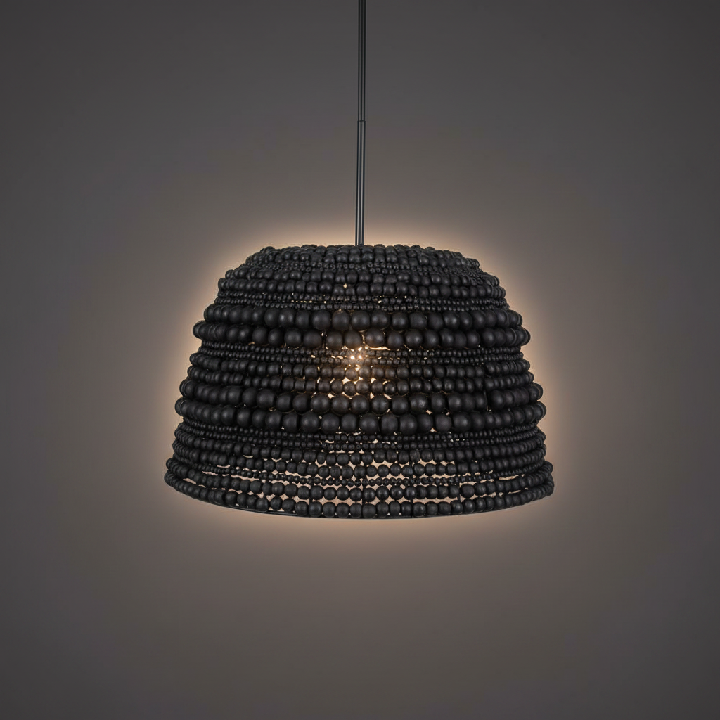 Persephone Black Wooden Beaded Pendant Light