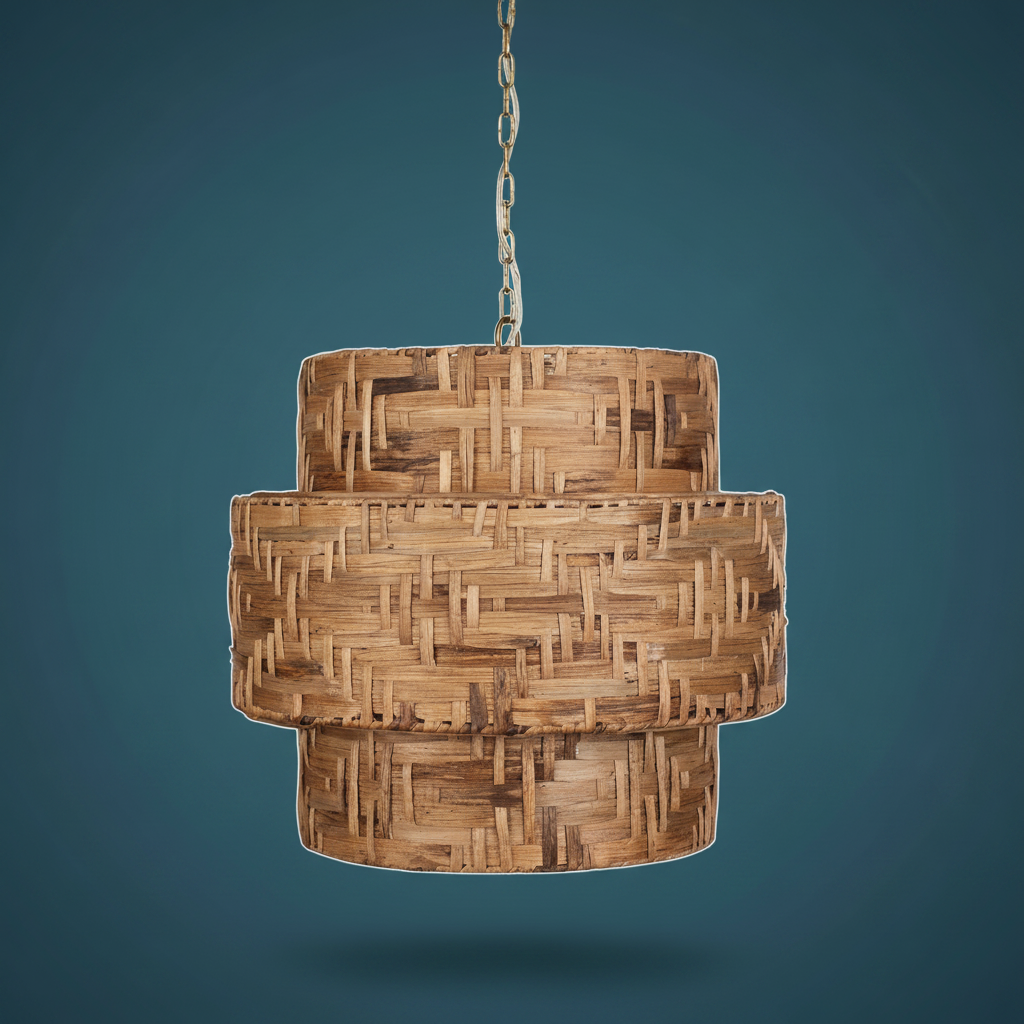 Water Hyacinth Handwoven Four Light Pendant Fixture