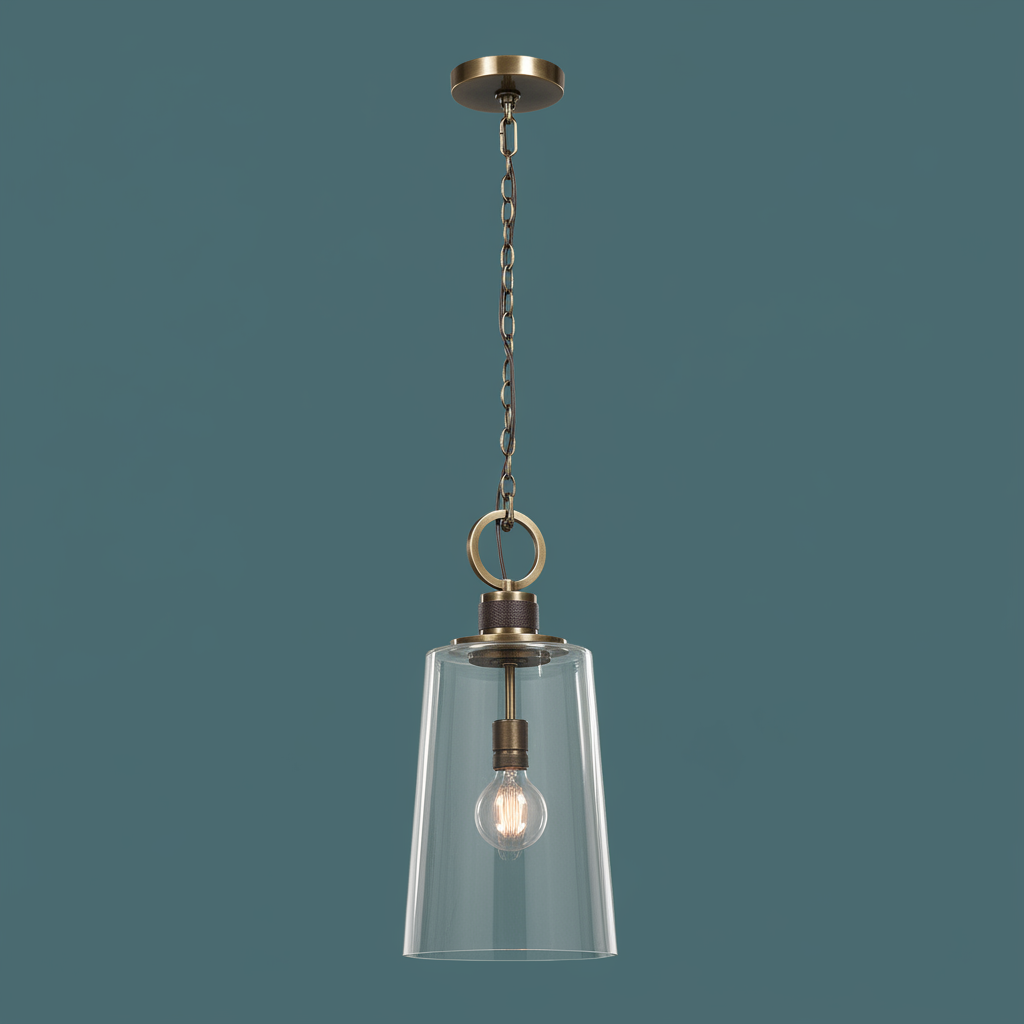 Rosston Brass Leather Industrial Mini Pendant