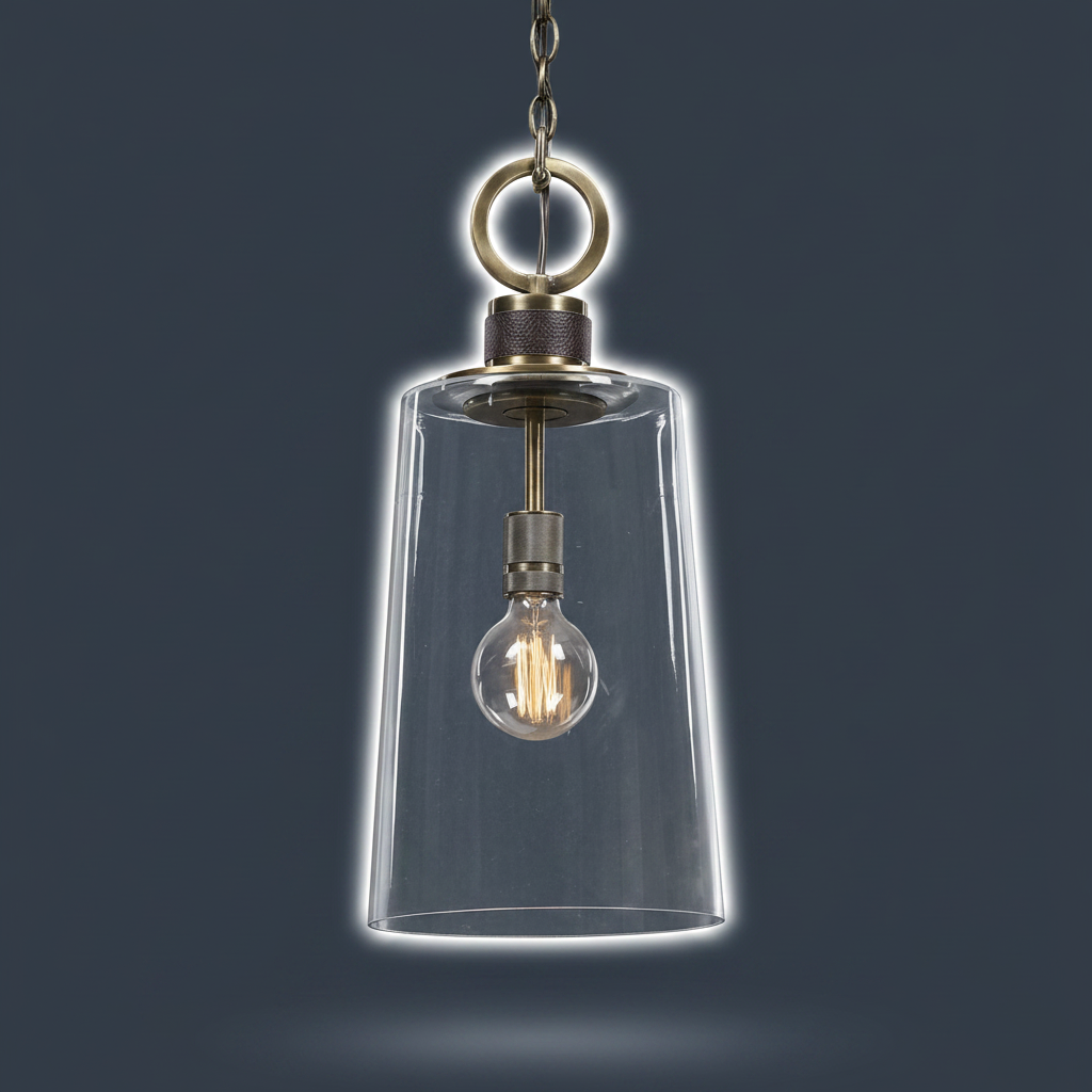 Rosston Brass Leather Industrial Mini Pendant