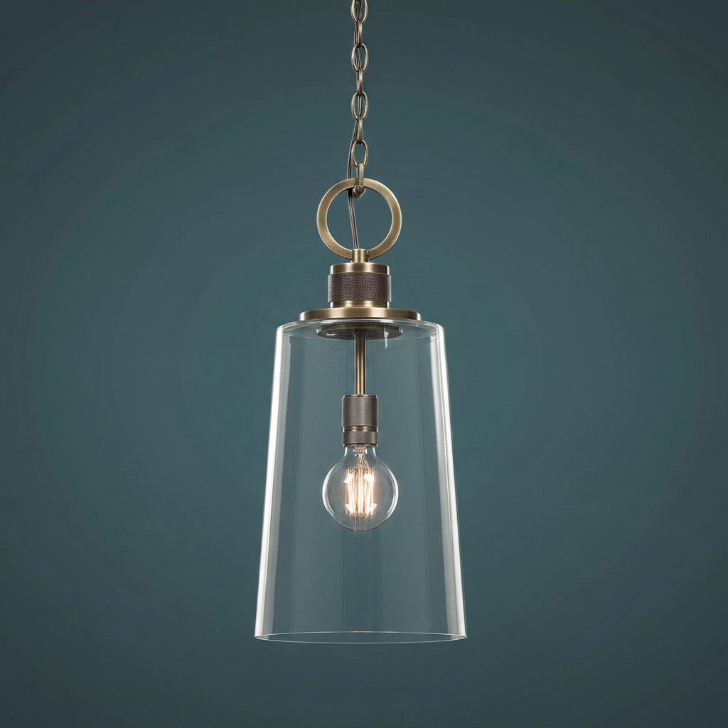 Rosston Brass Leather Industrial Mini Pendant