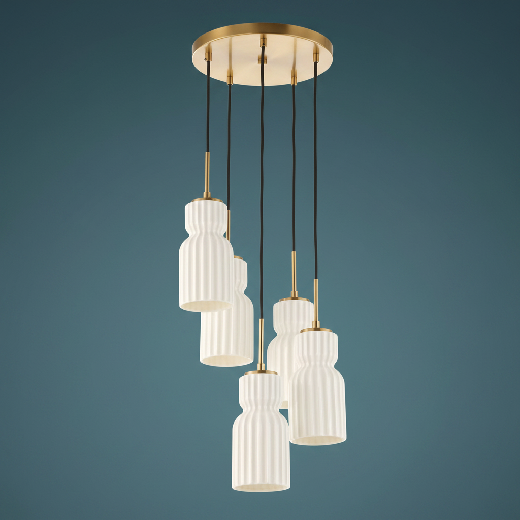 Vanier Ceramic Five Light Cluster Pendant
