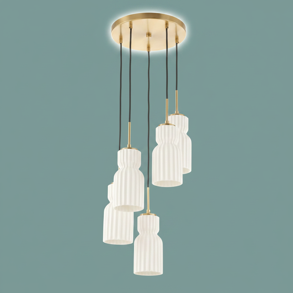 Vanier Ceramic Five Light Cluster Pendant