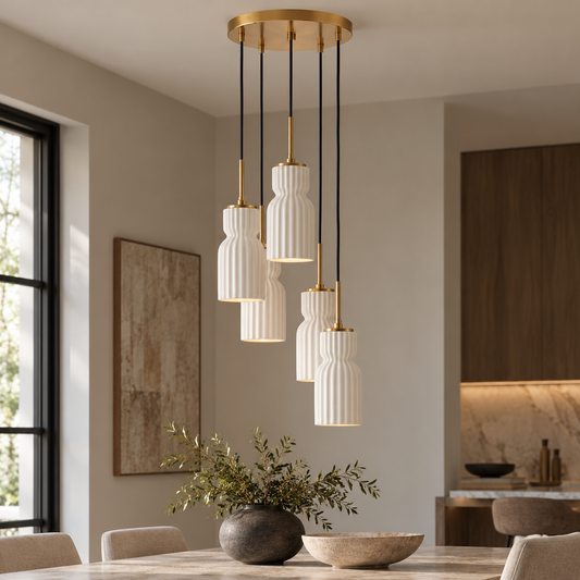 Ceramic Five Light Cluster Pendant