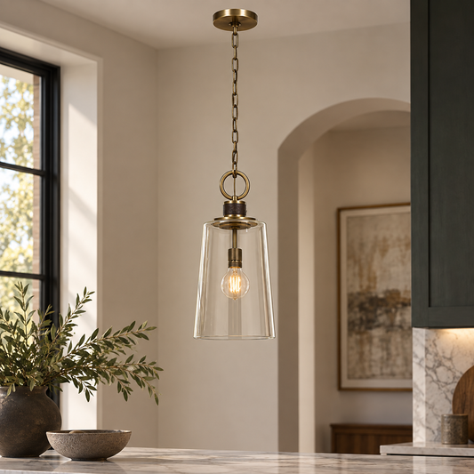 Brass Leather Industrial Mini Pendant