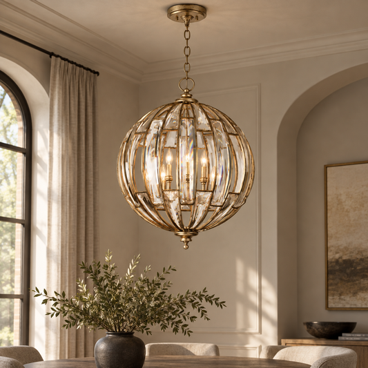 Crystal Sphere Six Light Pendant